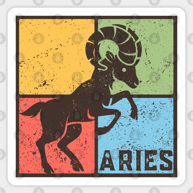 Aries Zodiac Art - Bold Ram Illustration Sticker by TuncGK
